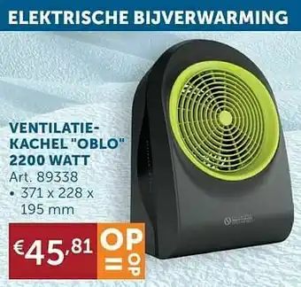 Zelfbouwmarkt Ventilatiekachel oblo 2200 watt aanbieding