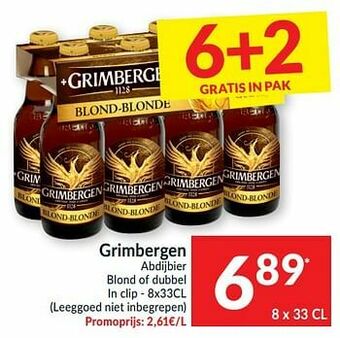 Intermarché Grimbergen abdijbier blond of dubbel aanbieding