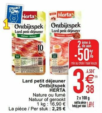 Cora Lard petit déjeuner ontbijtspek herta aanbieding