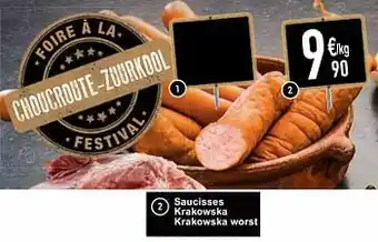 Cora Saucisses krakowska krakowska worst aanbieding
