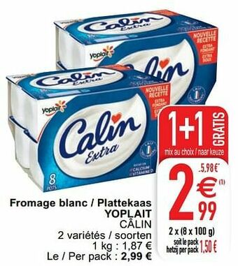 Cora Fromage blanc - plattekaas yoplait câlin aanbieding