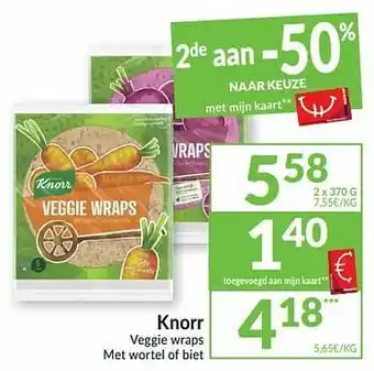 Intermarché Knorr veggie wraps met wortel of biet aanbieding