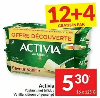 Intermarché Activia yoghurt met bifidus vanille citroen of gemengd aanbieding