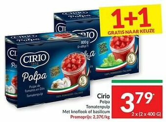 Intermarché Cirio polpa tomatenpulp met knoflook of basilicum aanbieding