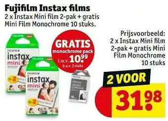 Kruidvat Instax mini film 2-pak + gratis mini film monochrome aanbieding