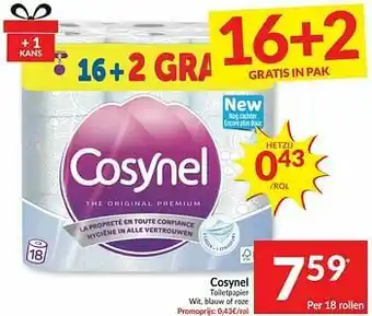 Cosynel toiletpapier wit blauw of roze