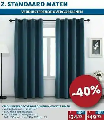 Zelfbouwmarkt Verduisterende overgordijnen in velvet-fluweel aanbieding