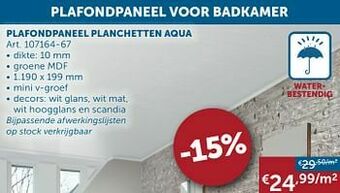 Zelfbouwmarkt Plafondpaneel planchetten aqua aanbieding