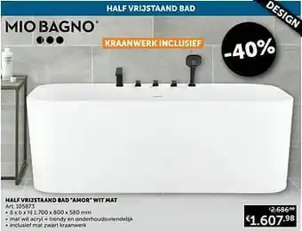 Zelfbouwmarkt Half vrijstaand bad amor wit mat aanbieding