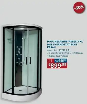 Douchecabine asterix xl met thermostatische kraan