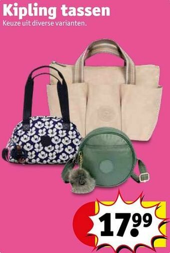 Kruidvat Kipling tassen aanbieding