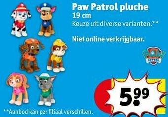 Kruidvat Paw patrol pluche aanbieding