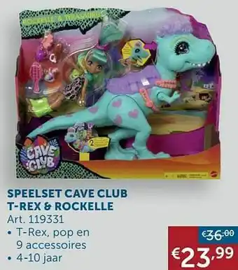 Speelset cave club t-rex + rockelle
