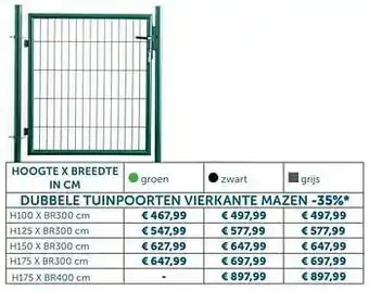 Zelfbouwmarkt Dubbele tuinpoorten vierkante mazen aanbieding