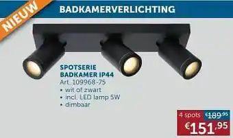 Zelfbouwmarkt Spotserie badkamer ip44 4 spots aanbieding