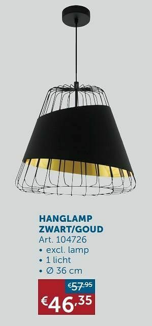 Hanglamp zwart-goud