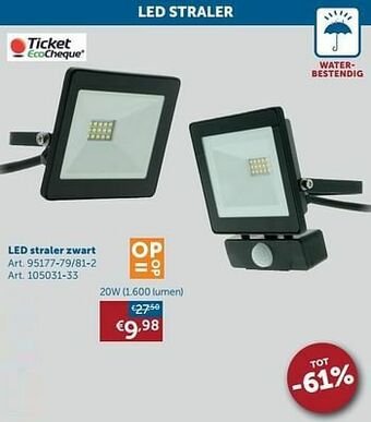 Zelfbouwmarkt Led straler zwart 20w aanbieding