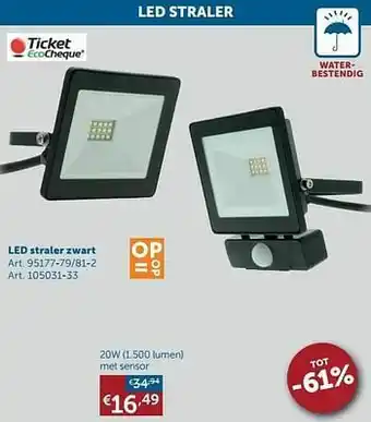 Zelfbouwmarkt Led straler zwart 20w aanbieding