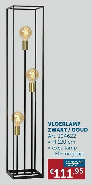 Zelfbouwmarkt Vloerlamp zwart - goud aanbieding
