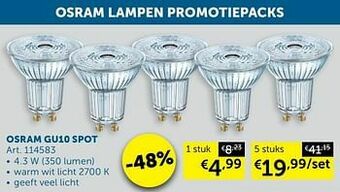 Zelfbouwmarkt Osram gu10 spot aanbieding