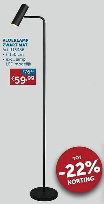 Zelfbouwmarkt Vloerlamp zwart mat aanbieding