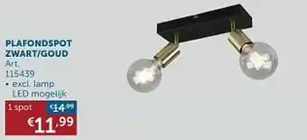 Zelfbouwmarkt Plafondspot zwart-goud 1 spot aanbieding