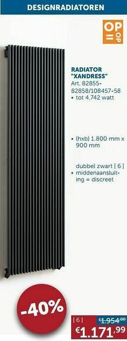 Zelfbouwmarkt Radiator xandress dubbel zwart aanbieding