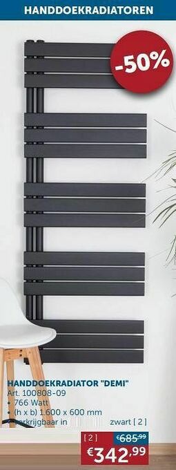 Handdoekradiator demi zwart