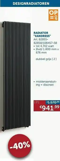 Zelfbouwmarkt Radiator xandress dubbel grijs aanbieding