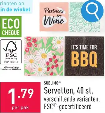 ALDI SUBLIMO Servetten, 40 st. aanbieding
