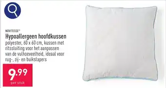 ALDI NOVITESSE Hypoallergeen hoofdkussen polyester, 60 x 60 cm aanbieding