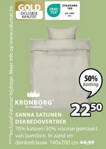 Jysk SANNA SATIJNEN DEKBEDOVERTREK aanbieding
