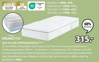 Jysk GOLD S100 SPRINGMATRAS aanbieding