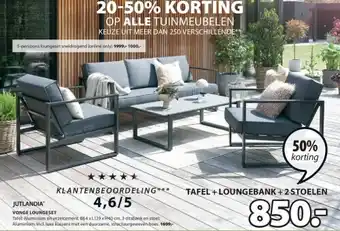 Jysk TAFEL + LOUNGEBANK + 2 STOELEN aanbieding