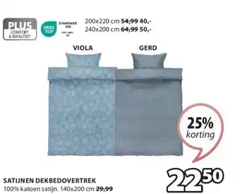 Jysk SATIJNEN DEKBEDOVERTREK aanbieding