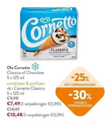 OKay Ola Cornetto Classico of Chocolate 5 x 125 ml aanbieding