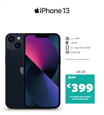 Base iPhone 13 128 GB aanbieding