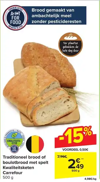 Traditioneel brood of boulotbrood met spelt Kwaliteitsketen 500 g