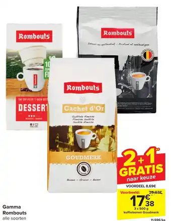 Carrefour Market Rombouts Gamma 3 x 500g aanbieding