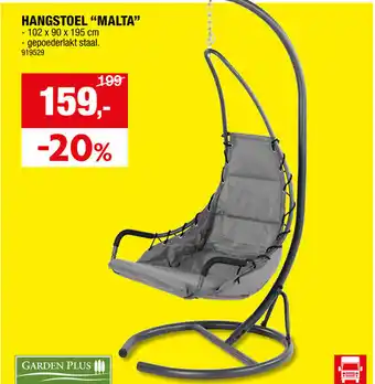 Hubo GARDEN PLUS HANGSTOEL "MALTA" -102 x 90 x 195 cm aanbieding