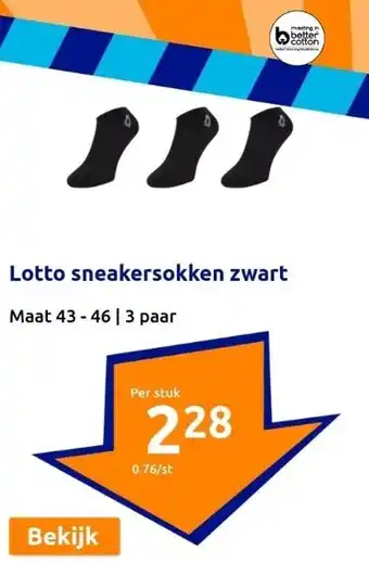 Action Lotto sneakersokken zwart aanbieding