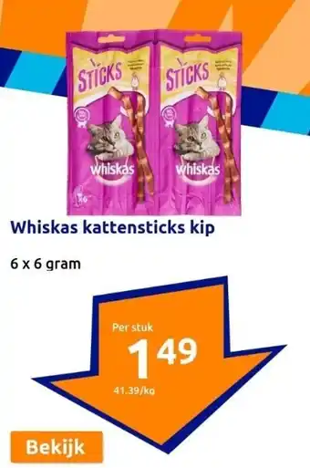 Action Whiskas kattensticks kip aanbieding