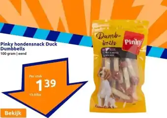 Action Pinky hondensnack Duck Dumbbells aanbieding