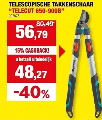 Hubo TELESCOPISCHE TAKKENSCHAAR aanbieding