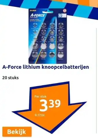 Action A-Force lithium knoopcelbatterijen aanbieding