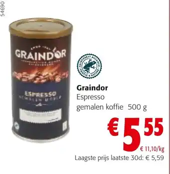 Colruyt Graindor Espresso gemalen koffie 500 g aanbieding