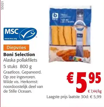 Colruyt Boni Selection Alaska Pollakfilets 5 stuks 800g aanbieding