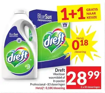 Intermarché Dreft Vloeibaar wasmiddel of In poeder 2 x 83 doseringen aanbieding