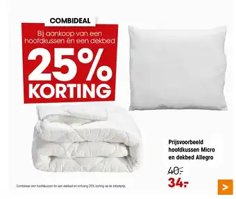 Kwantum hoofdkussen Micro en dekbed Allegro aanbieding