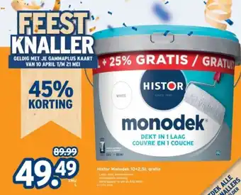 GAMMA Histor Monodek 10+2,5L gratis aanbieding